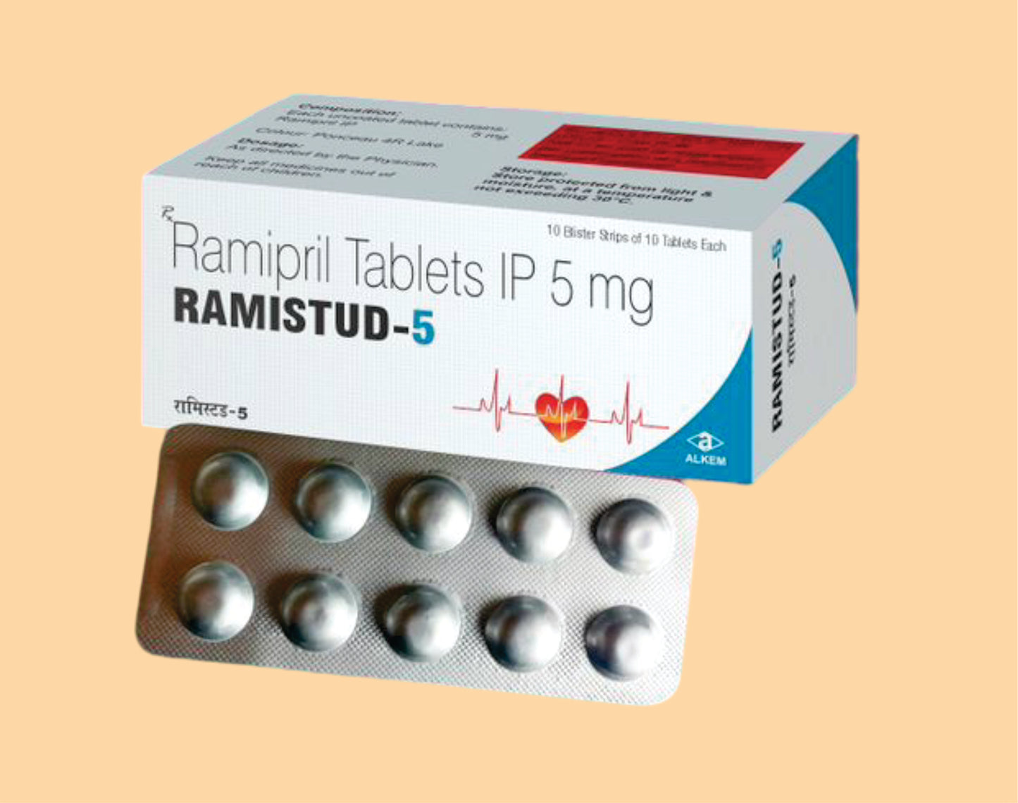 RAMISTUD 5 Tablets (10's)  Ramipril 5 mg  by Alkem1