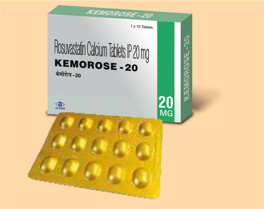 KEMOROSE NU - 20 TABLETS (15'S)  Rosuvastatin 20 mg  by Alkem1