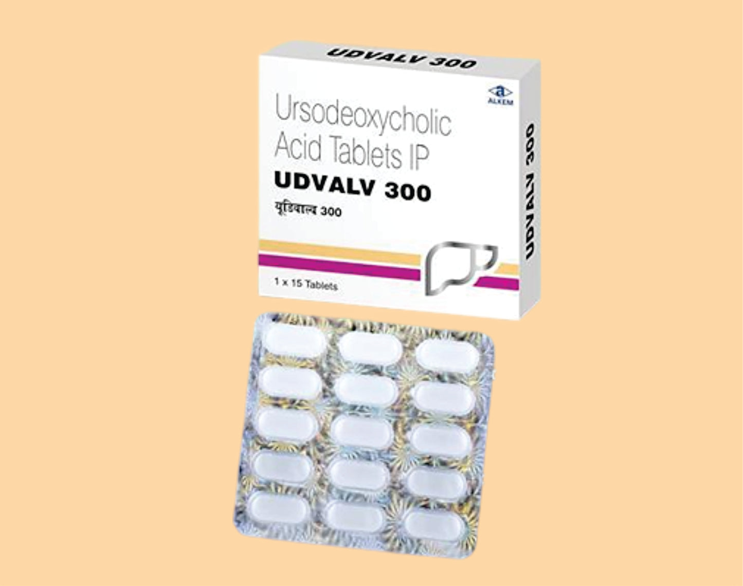 UDVALV - 300 Tablets  (15's)  Ursodeoxycholic Acid 300 mg  by Alkem1