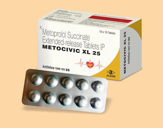 METOCIVIC XL 25 TABLETS (10'S) (10'S) Metoprolol Tartrate 25Mg by Alkem1