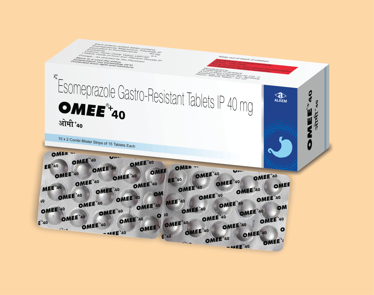 OMEE+ 40 TABLETS (15'S) (15's) Esomeprazole 40 MG by Alkem1