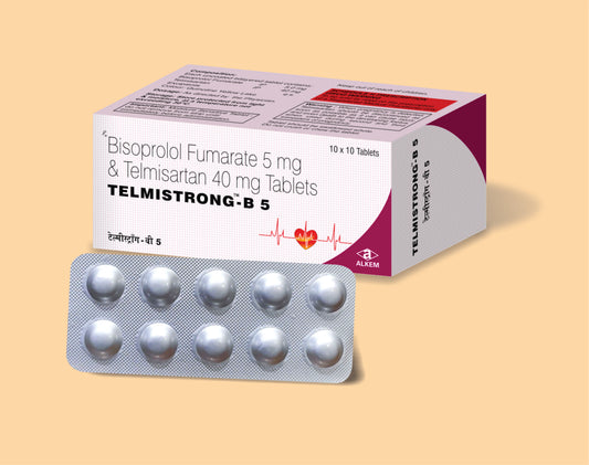 TELMISTRONG - B 5 TABLETS (10S) (10'S) Telmisartan 40 mg + Bisoprolol 5 mg by Alkem1