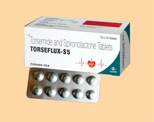 Torseflux - S5 Tablets (10'S) (10'S) Torsemide 5 Mg, Spironolactone 50 Mg Tab By Alkem1