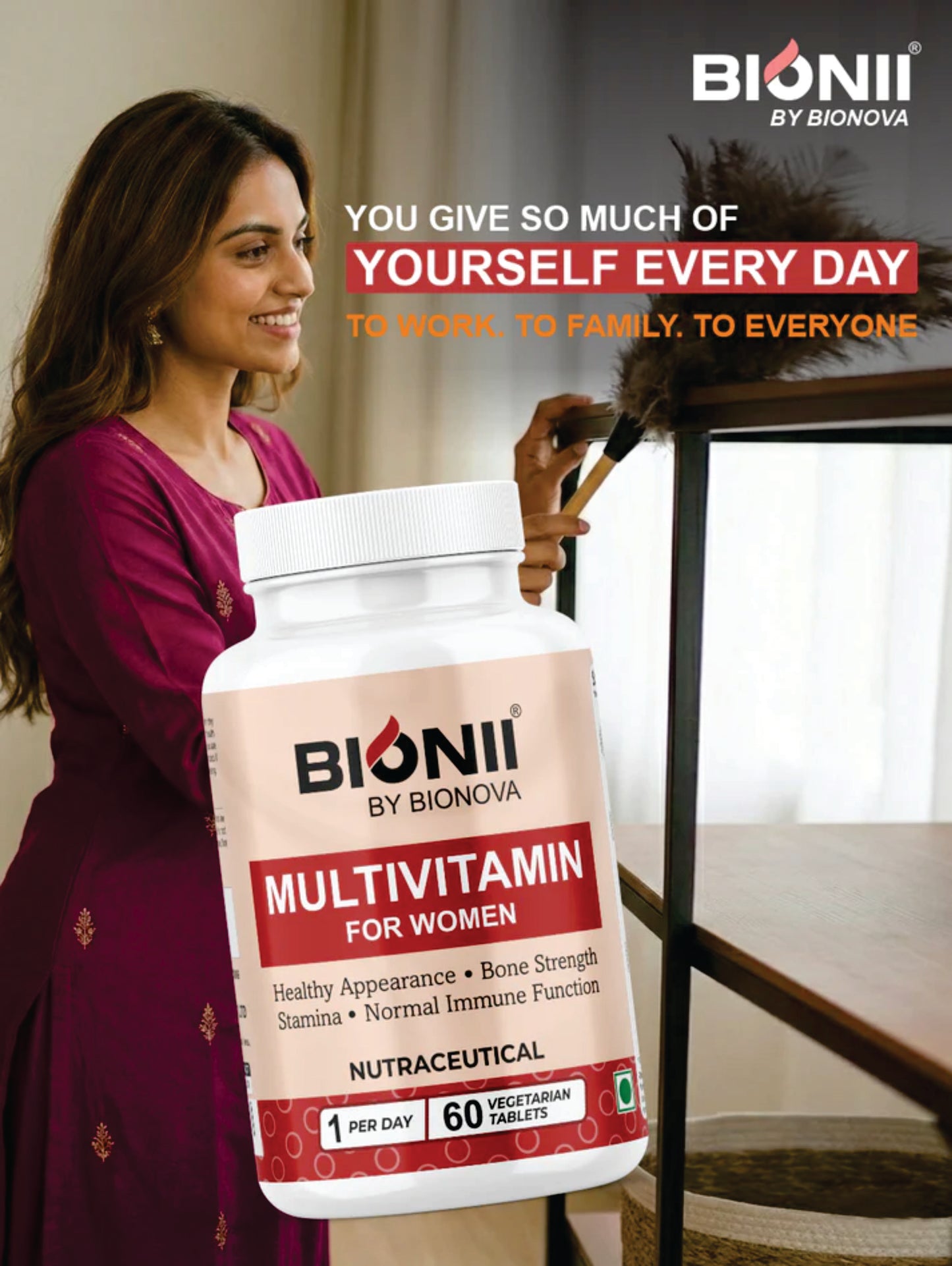 MULTIVITAMIN-WOMEN TABS 60's (12 vitamins and 11 minerals fortified with natural extracts of shatavari, ashwagandha and soy isoflavones) by Bionova