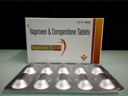 Naproxen Sodium 250, Domperidone 10 {Rate of 10 Tab} by Dellwich