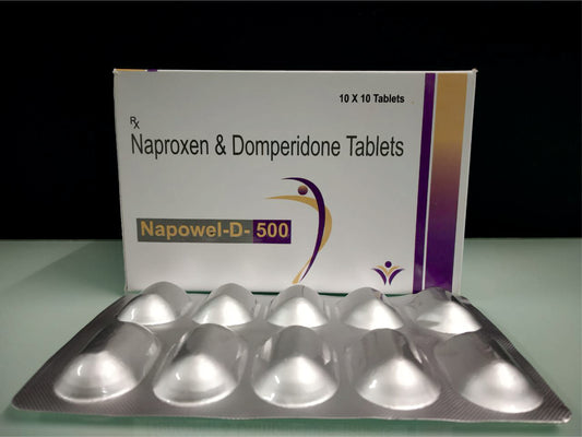 Naproxen Sodium 500, Domperidone 10 {Rate of 10x10 Tab} by Dellwich