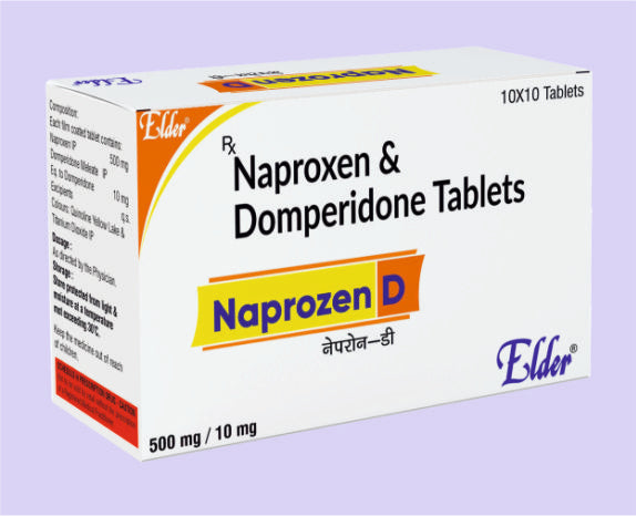 NAPROZEN  D TABS (500/10MG) 10'S ( Naproxen 500,Domperidone 10 ) by Elder