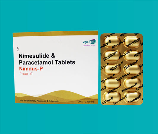 NIMDUS-P TAB (GOLD) BLISTER PACK 20X10 ( Nimesulide B.P. 100mg.Paracetamol I.P. 325mg. ) by Zydus