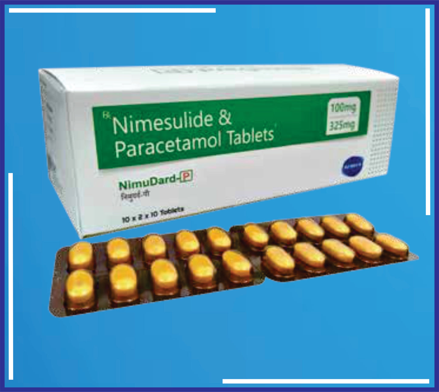 Nimudard-P Tab ( Nimesulide Bp 100 Mg + Paracetamol 325 Mg ) pack 10x2x10 by Kemsyn