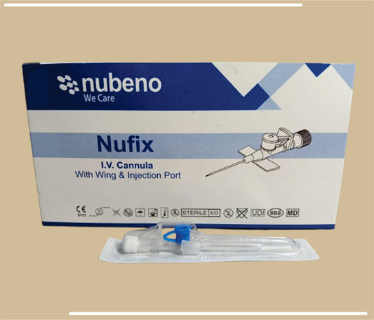 NUFIX IV CANNULA WITH INJ PORT/WINGS (22G) SOFT BLISTER by Nubeno