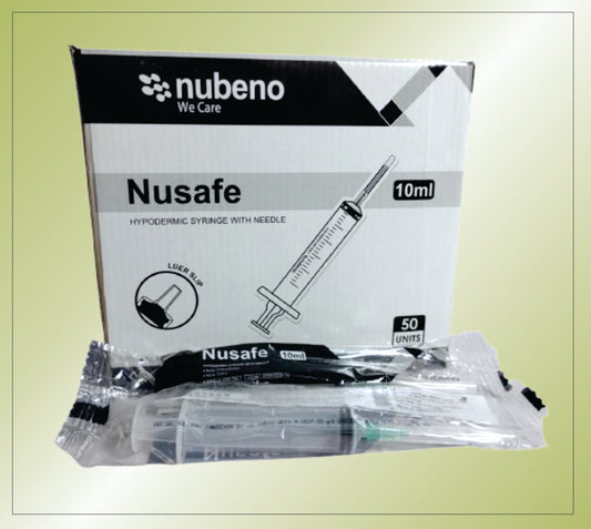 NUSAFE SYRINGE 10 ML  ( RIBBON PACK) 21/22 G*1.5" by Nubeno