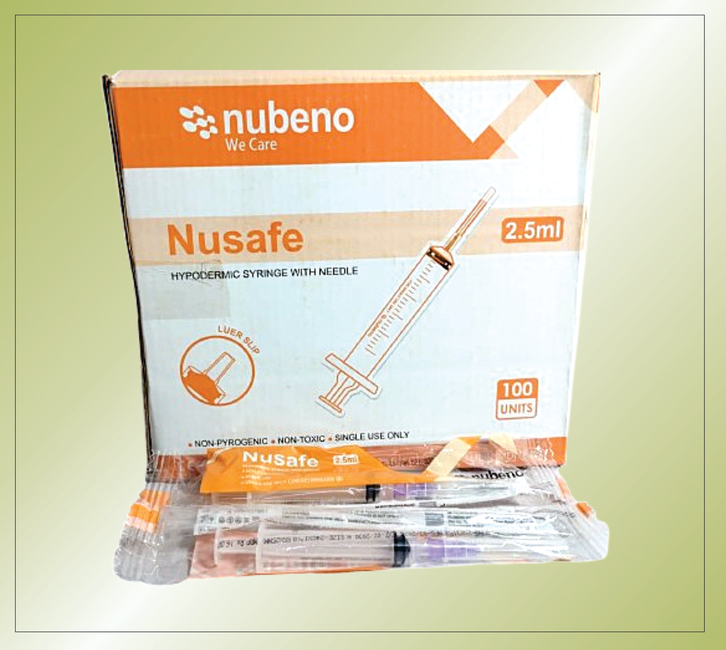 NUSAFE  SYRINGE 2.5 ML  ( RIBBON PACK) 22/23/24 G*1" by Nubeno
