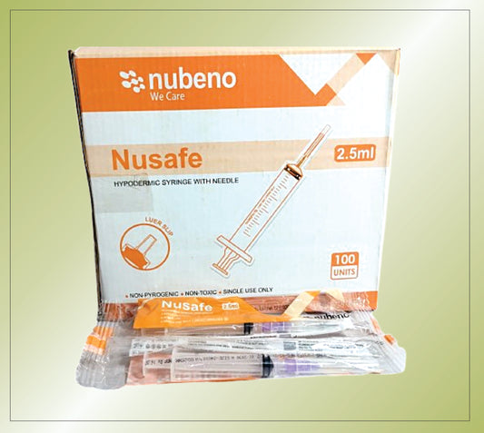 NUSAFE  SYRINGE 2.5 ML  ( RIBBON PACK) 22/23/24 G*1" by Nubeno