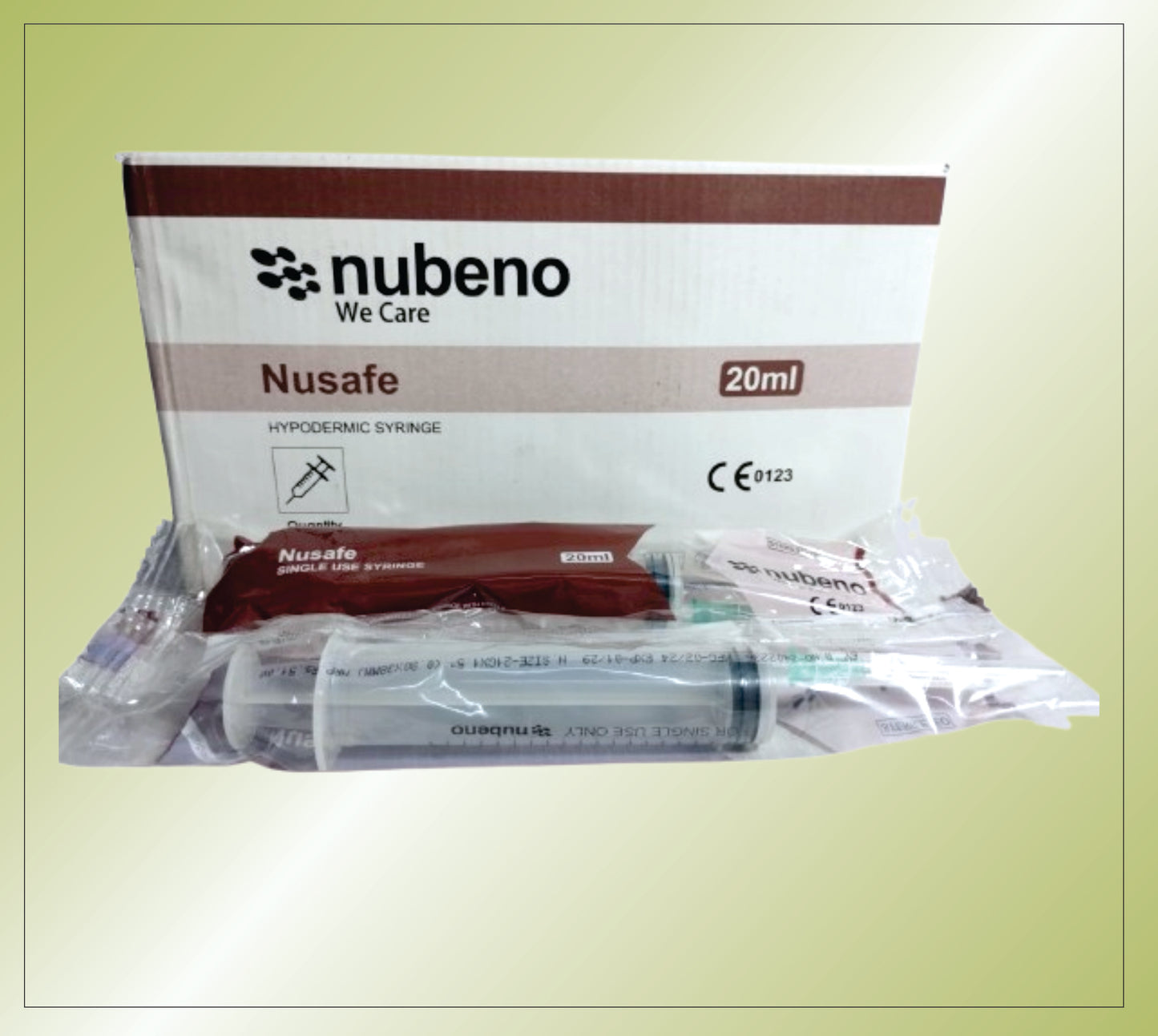 NUSAFE SYRINGE 20 ML  ( RIBBON PACK) 21/22 G*1.5" by Nubeno