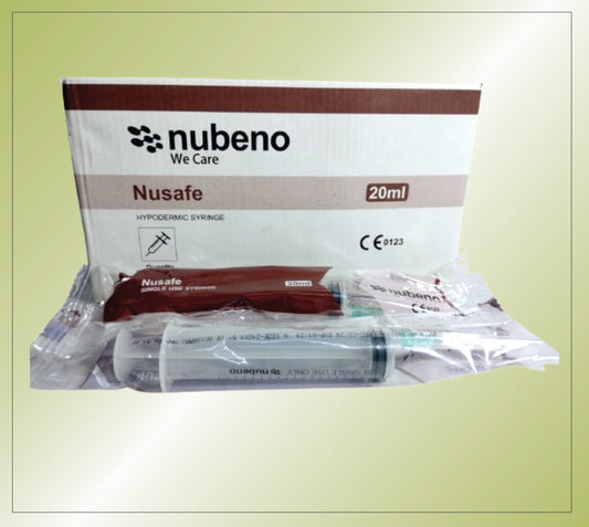 NUSAFE SYRINGE 20 ML  ( RIBBON PACK) 21/22 G*1.5" by Nubeno