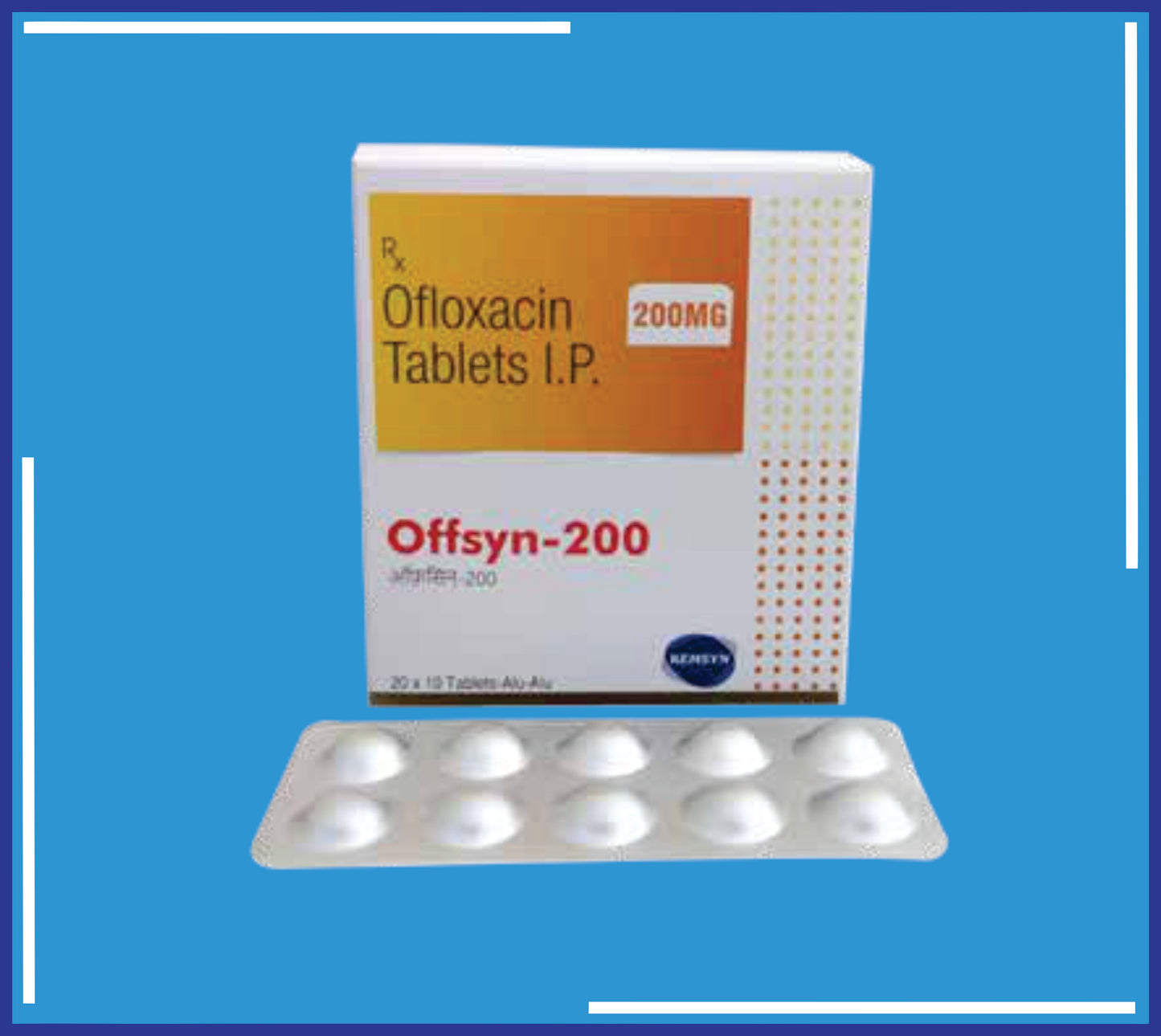 OFFSYN -200 TABLET
(Alu-Alu) ( Ofloxacin I.P. 200 Mg ) pack 20x10 by Kemsyn