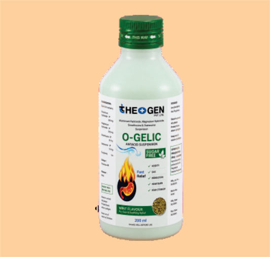 O-GELIC SAUNF (170 ML) Each 10ml Contains: Dried Aluminum Hydroxide I.P. 250mg + Magnesium Hydroxide I.P.  250mg + Simethicon  I.P. 50mg + Sodium Carboxymehtylcellulose I.P. 5mg  by Theon