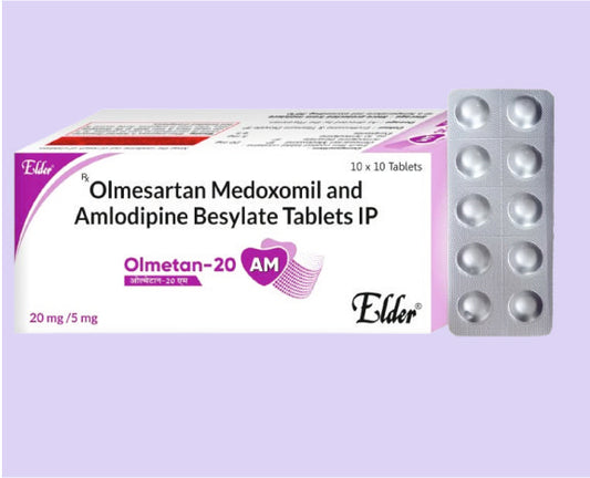 OLMETAN 20 AM TABS 10'S ( Olmesartan 20 MG + Amlodipine 5 MG
 ) by Elder