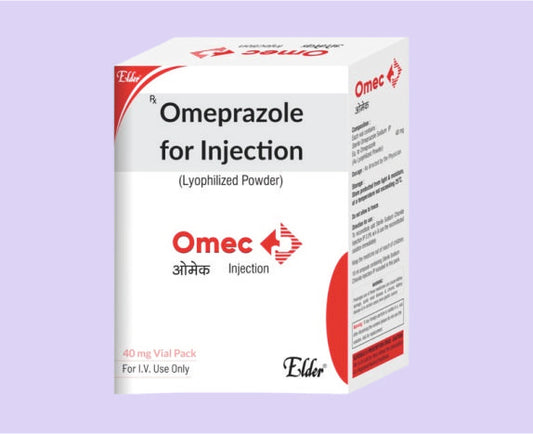 OMEC 40 INJ VIAL ( Omeprazole For Injection (Lyophilized Powder) (1 x 40 mg + 10 ml SWFI)  (Leaflet Inside) ) by Elder