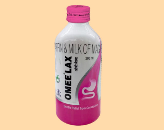 Omee Lax Oral Emulsion (200Ml) pack 200Ml ( Each 15Ml Contains - Liquid Paraffin 3.75 Ml + Milk Of Magnesia 11.25 Ml ) by Alkem1