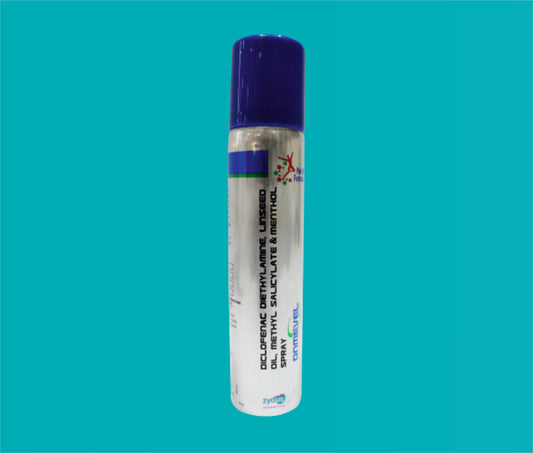 ONMEVEL SPRAY  60GM ( Diclofenac BP 1.16 % w/wEq. to Diclofenac Sodium 1.0 % w/wMenthol IP 5.0 % w/wMethyl Salicylate IP 10.0 % w/wLinseed Oil IP 3.0 % w/w ) by Zydus