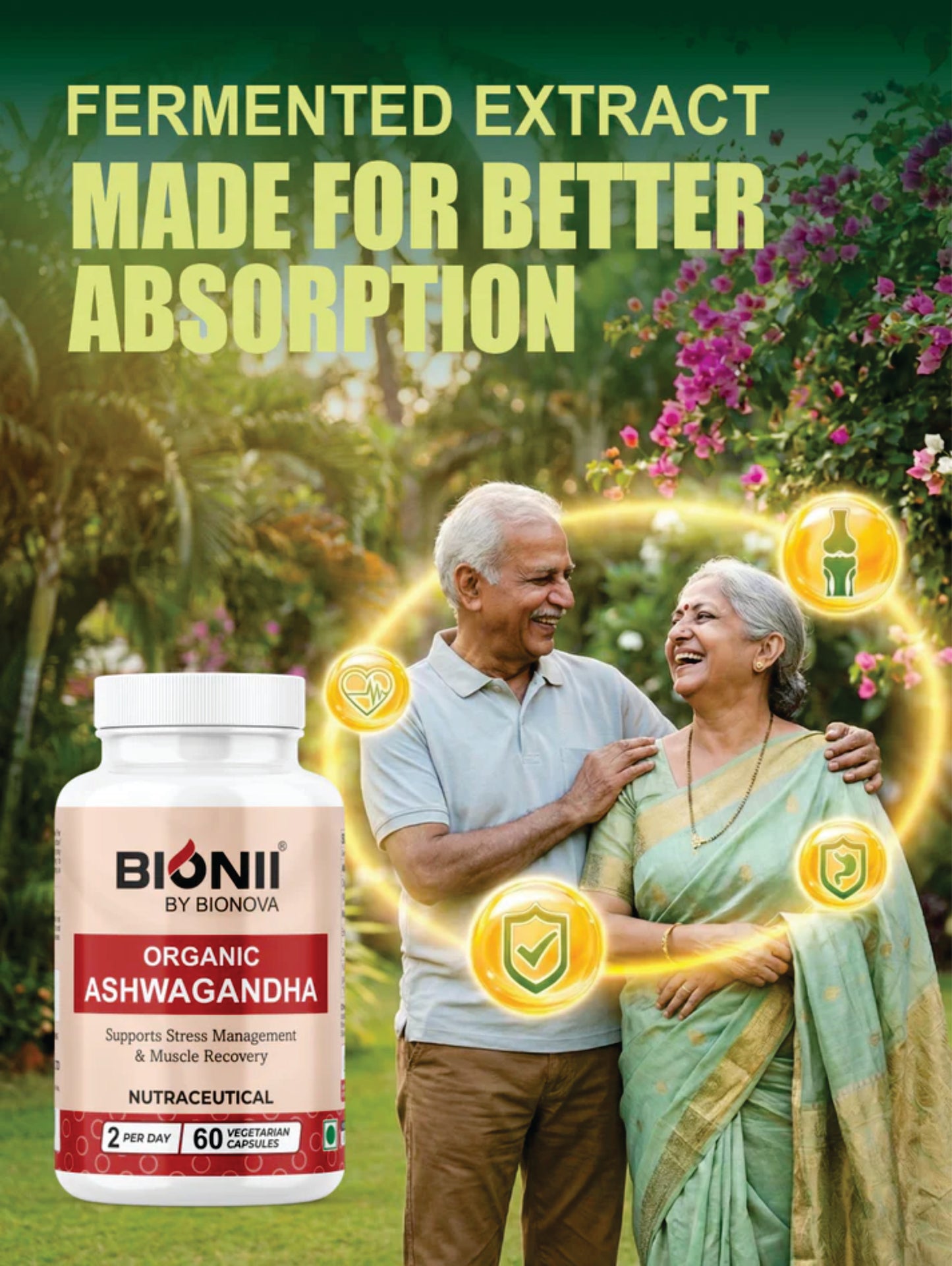 ORGANIC ASHWAGANDHA CAPS 60'S (Organic Ashwagandha-500 mg) by Bionova