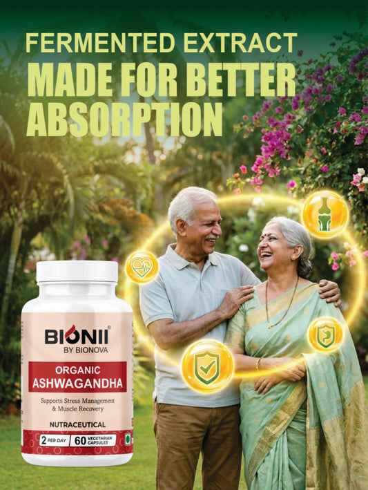 ORGANIC ASHWAGANDHA CAPS 60'S (Organic Ashwagandha-500 mg) by Bionova