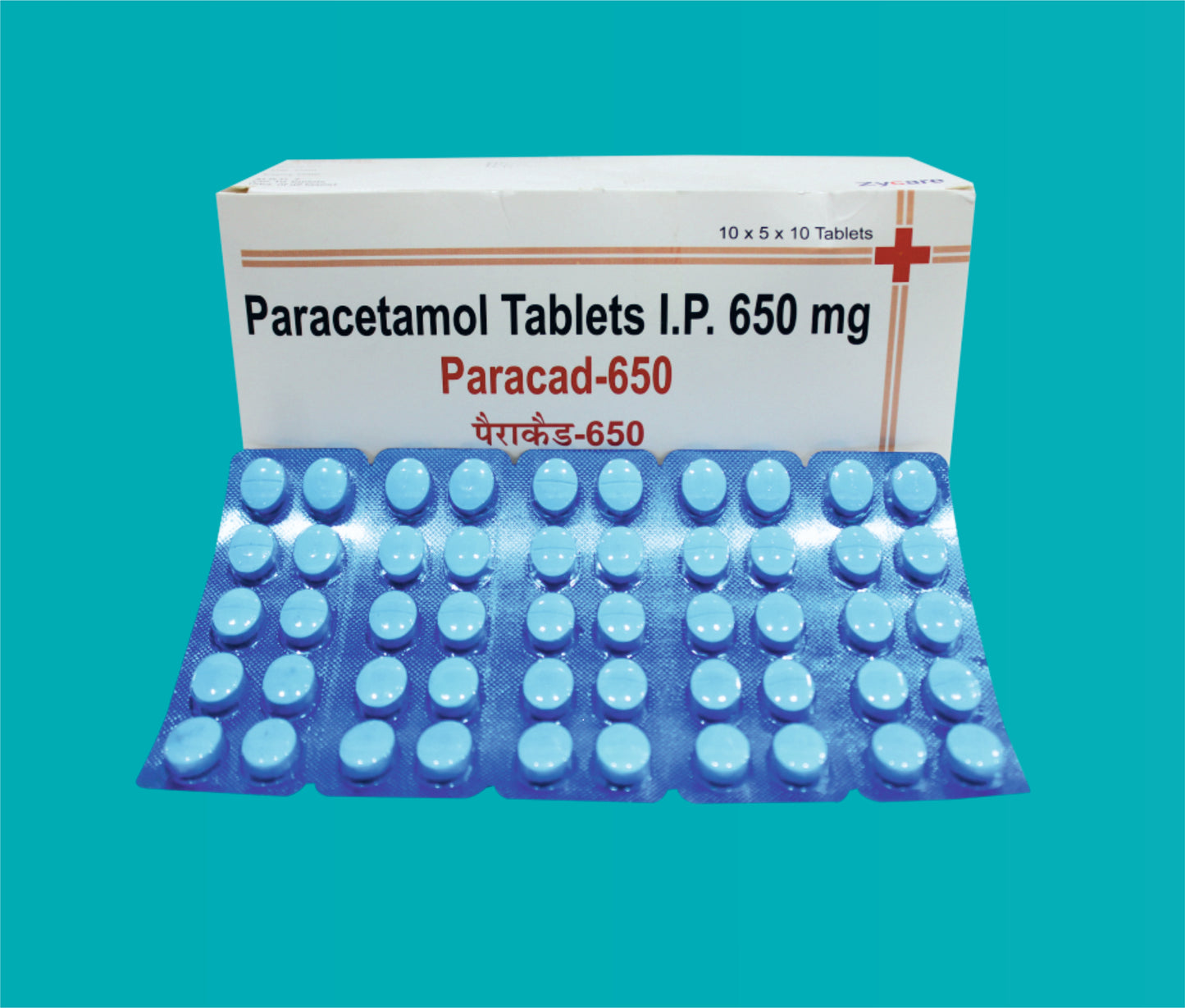 PARACAD 650 TAB 50x10 ( Paracetamol IP……. 650 mg ) by Zydus
