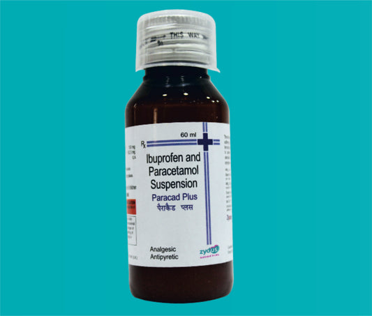 PARACAD PLUS SUSP. 60ml. ( Ibuprofen 100 mg Paracetamol 162.5 mg ) by Zydus