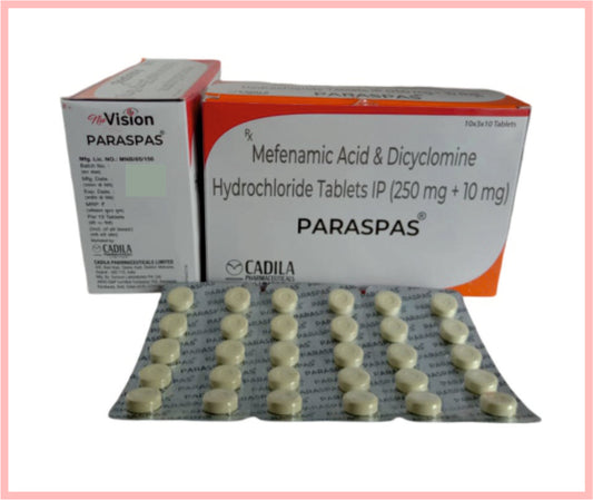 PARASPAS 10 T ( Dicyclomine 10 mg + Mefenamic Acid 250 mg ) by Cadila