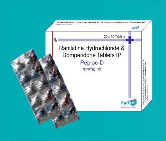 PEPLOC -D TAB 20x10 ( Ranitidine 150 mg Domperidone B.P. 10 mg ) by Zydus