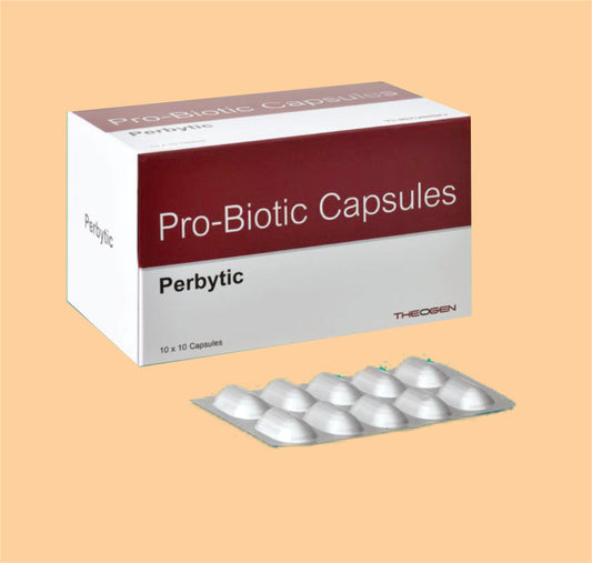 PERBYTIC CAPS (Capsule) Streptococcus Faeccalis 30 Million +  Clostridium Butayricum  2 Million +  Bacillus Mesentricus 1 Million +  Lactic Acid Bacillus  (lactobacillus Sporogenes) 50 Million by Theon