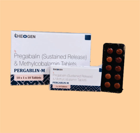 PERGABLIN-M (10x1x10) Each Uncoated Bi-layered tablet contains:  Pregabalin IP 75mg SR + Methylcobalamin IP 1500mcg by Theon