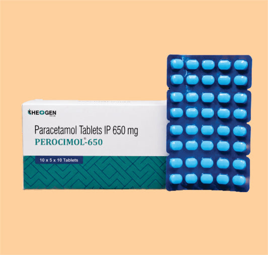 PEROCIMOL-650 (10x5x10) Each uncoated tablet contain:-Paracetamol 650mg by Theon