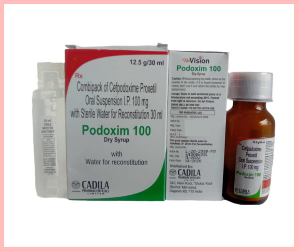 Podoxim 100Mg Dry Syrup 30 Ml ( Cefpodoxime 100 Mg/5 Ml (With Water For Reconstitution) ) By Cadila