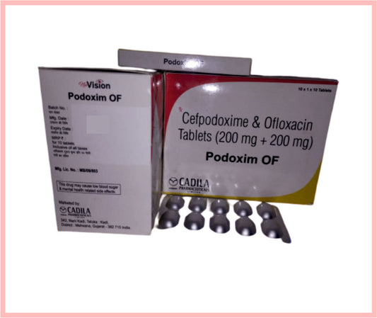 PODOXIM OF TAB 10 T ( Cefpodoxime 200 mg & Ofloxacin 200 mg (Alu-Alu) ) by Cadila