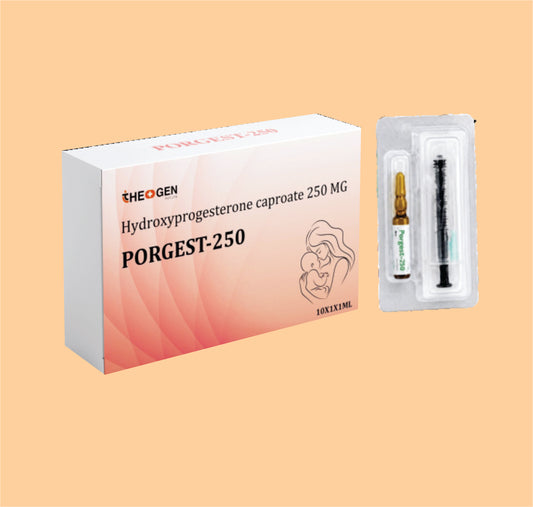 PORGEST-250 INJ (10X1X1ML) Each ml Contains : Hydroxyprogesterone caproate 250 MG by Theon
