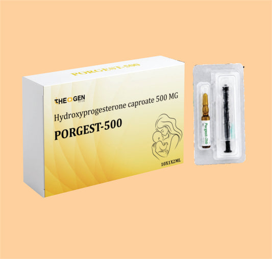 PORGEST-500 INJ (10X1X2ML) Each ml Contains : Hydroxyprogesterone caproate 500 MG by Theon