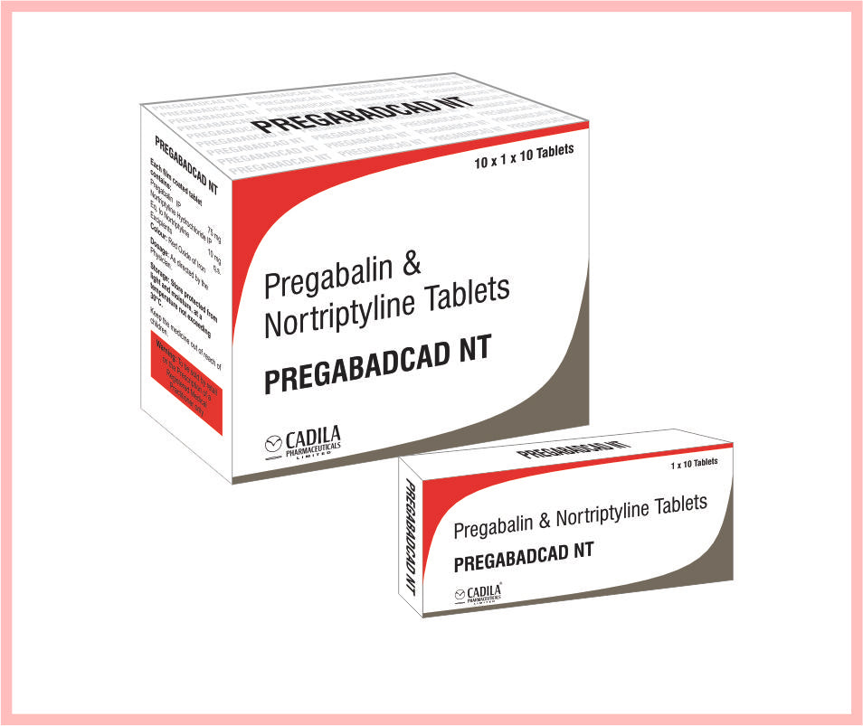 Pregabacad Nt Tab 10X10 T 10 T ( Pregabalin 75Mg, Nortriptyline 10Mg Tablets ) By Cadila