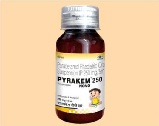 Pyrakem Novo 250 Suspension (60Ml) pack 60Ml ( Paracetamol 250 Mg / 5 Ml (60Ml) ) by Alkem1
