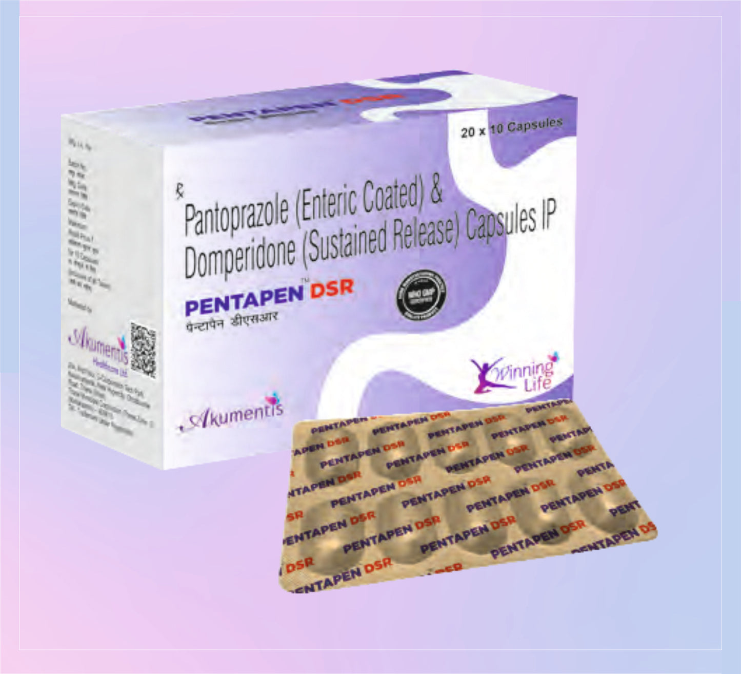 Pentapen Dsr Cap (Al) 20 x10 Pantoprazole 40 Mg + Domperidone 30 Mg   by Akumentis