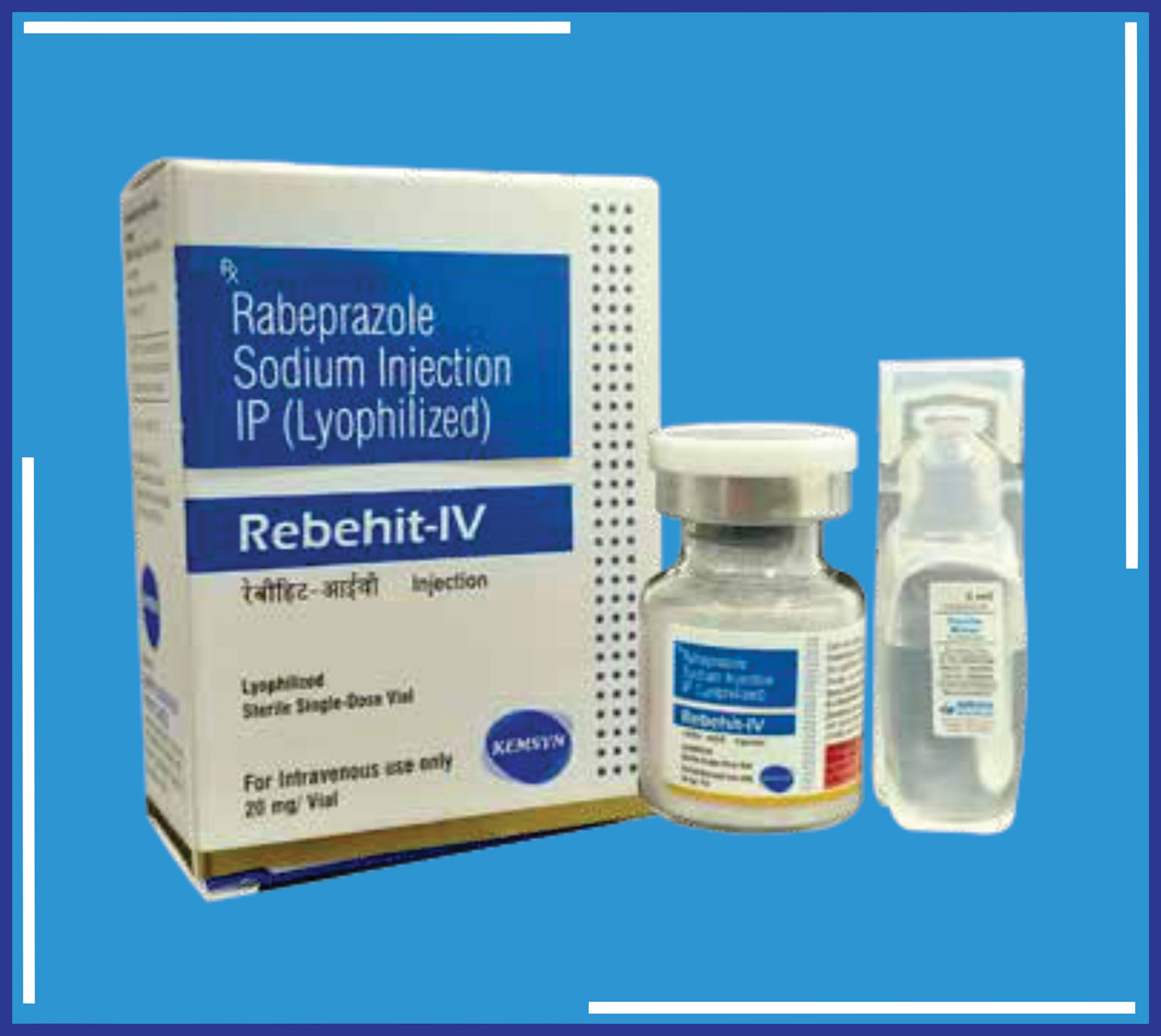 Rebehit Iv ( Rabeprazole Sodium Ip  20 Mg (As Lyophilized Powder) And Each Ampoule Contains : Sterile Water For Injection Ip 5 Ml ) pack 20x1x1 by Kemsyn