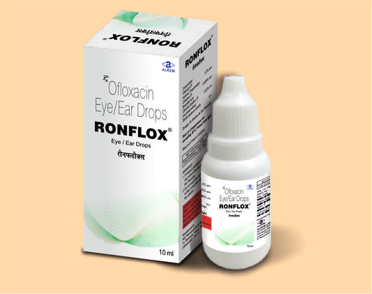RONFLOX EYE/EAR DROPS (10ML) ( Composition: Ofloxacin Ip 0.3% W/V, Hydroxypropyl- Methylcellulose Ip 0.025% W/V, Benzalkonium Chloride ) Alkem1