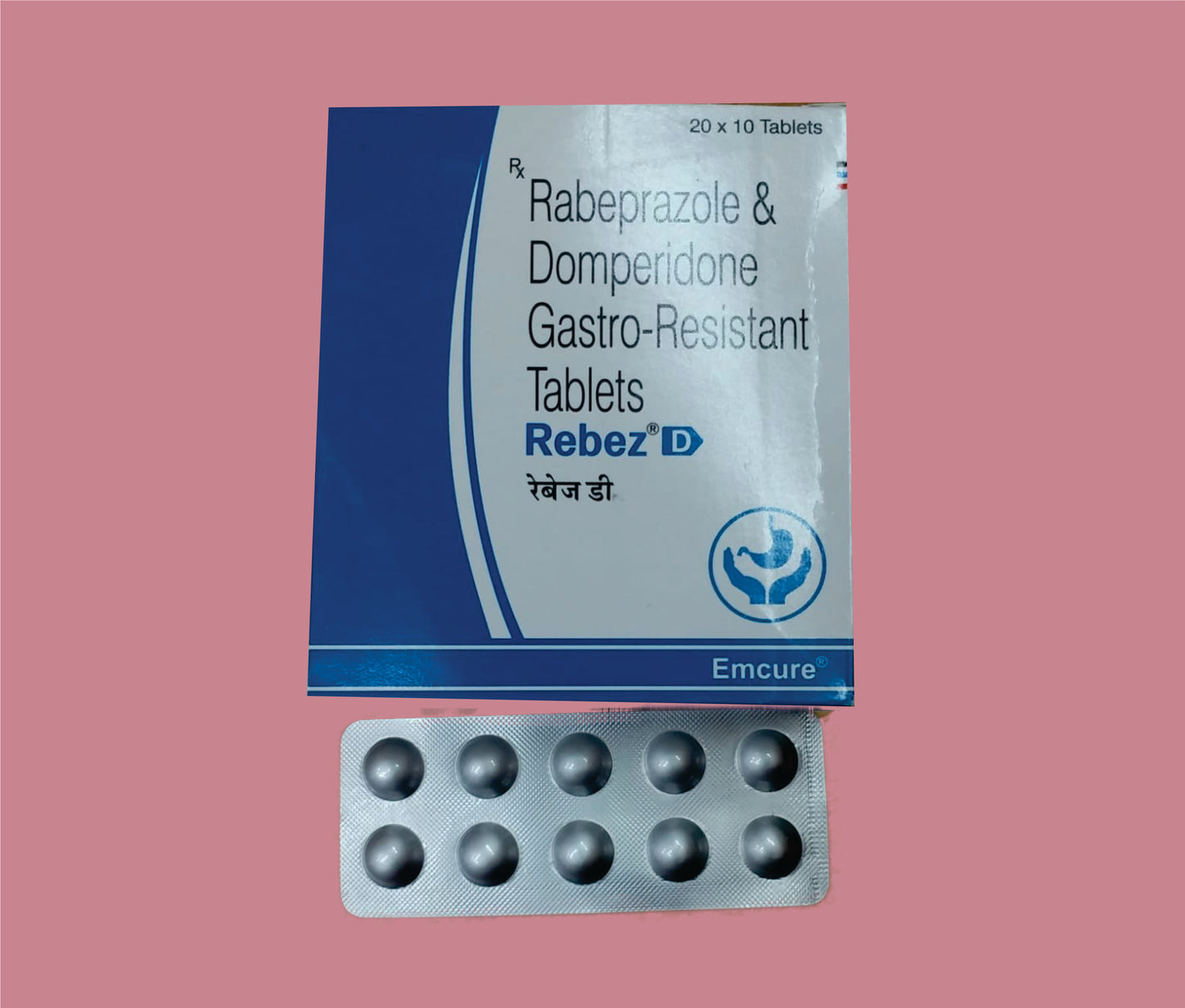 Rebez D Tablet (20 × 10) Rabeprazole & Domperidone Gastro-Resistant Tablets by Emcure