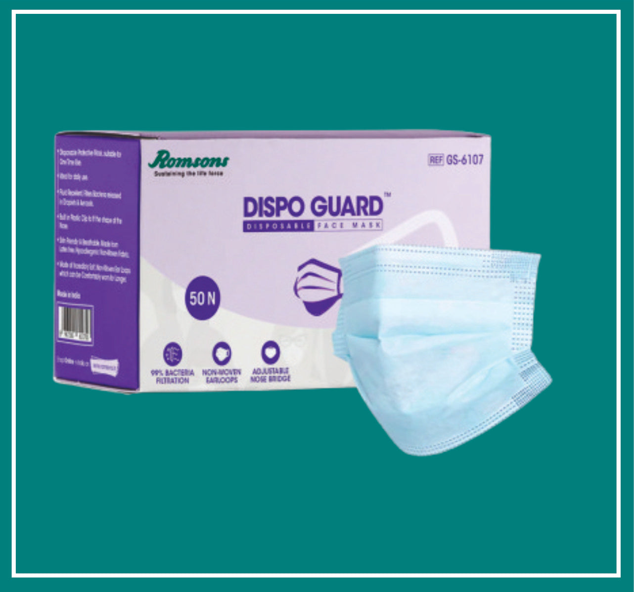 DISPO GUARD FACE MASK 50s (3ply mask) by Romson 1