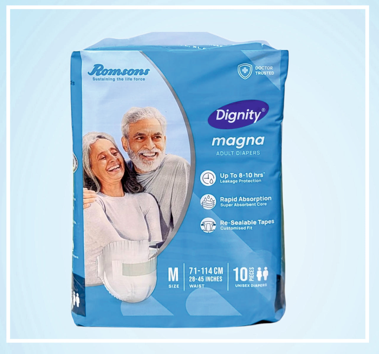 DIGNITY MAGNA ADULT DIAPERS 10s (MEDIUM)