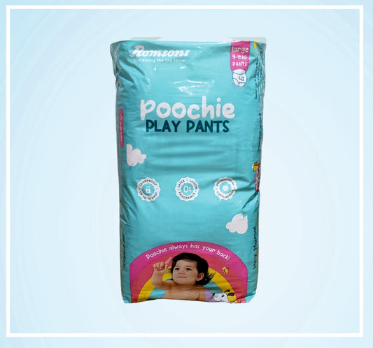 POOCHIE PLAY PANTS 40s (S), 32s (M), 28s (L), 24s (XL)Size 56, 50, 42, 34