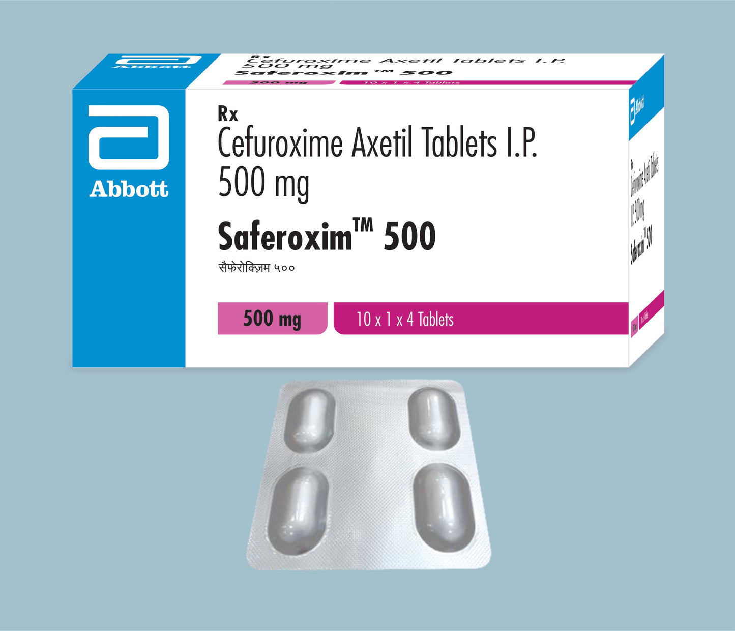 SAFEROXIM 500 TABLETS 4Tabs ( Cefuroxim Axetil 500mg ) by Abbott