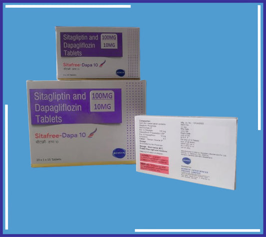 Sitafree-Dapa 10 ( Sitagliptin 100Mg + Dapagliflozin 10Mg Tablet ) pack 10x1x15 by Kemsyn