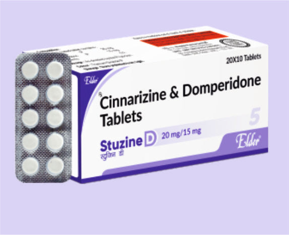 STUZINE  D TABS (20+15MG) 10'S ( Cinnarizine 20mg, Domperidone 15mg ) by Elder